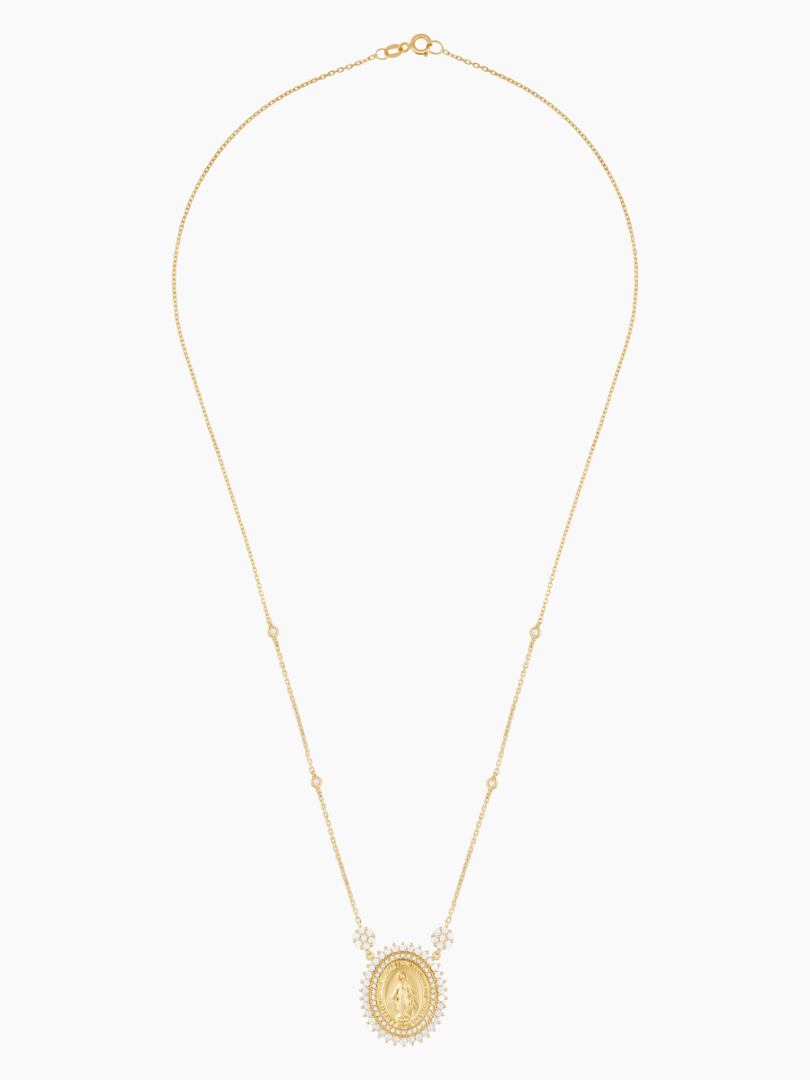 Colar Nossa Senhora das Graças Coroado com Diamantes "G"