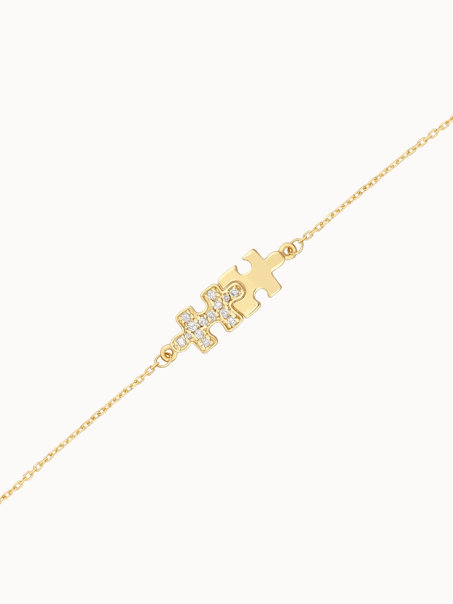 Pulseira Puzzle Com Diamantes em Ouro Amarelo