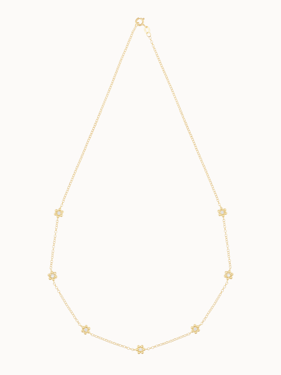 Colar Flores com Diamantes