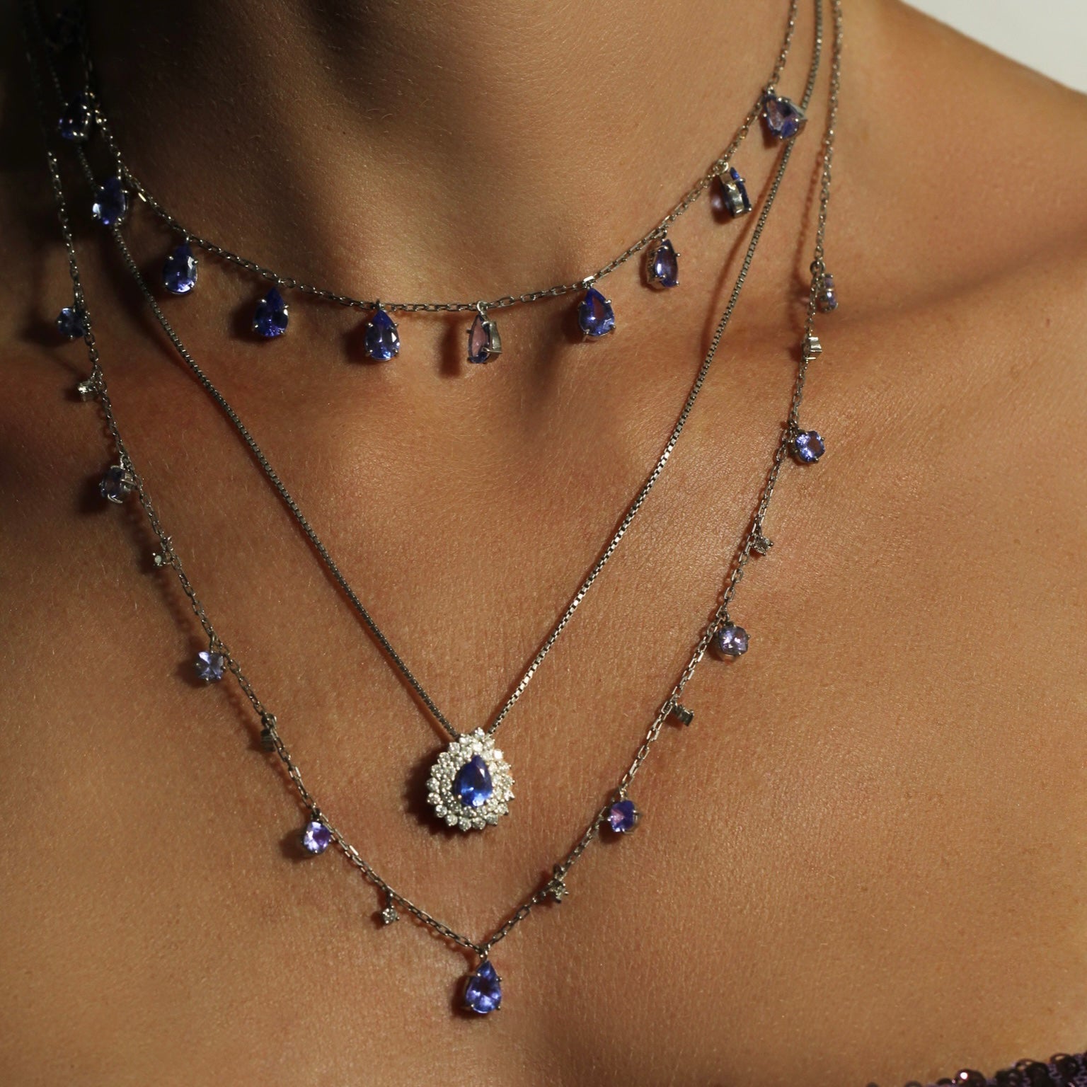 Pingente Gotinha Tanzanita com Diamantes