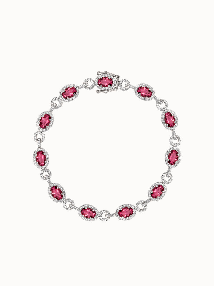 Pulseira Turmalina Rosa com Diamantes