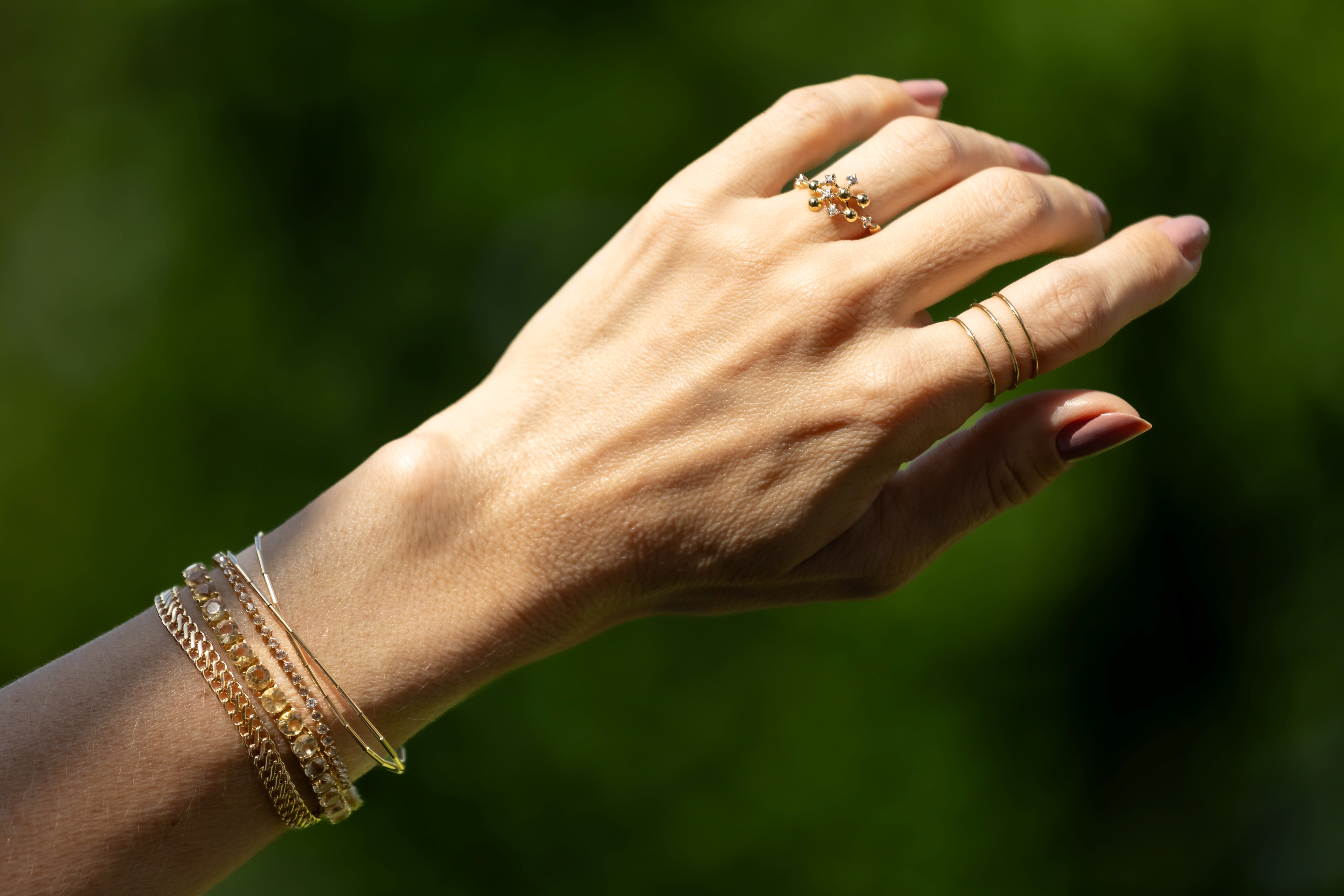 Pulseira Riviera Ouro Amarelo com Topázio Branco