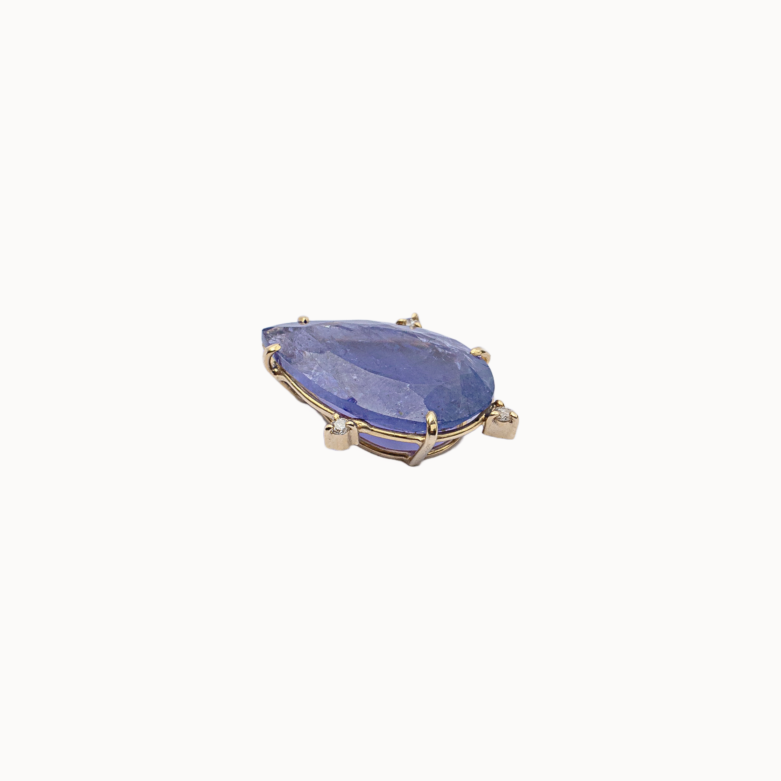 Pingente Gota Tanzanita com Diamantes no ouro Amarelo