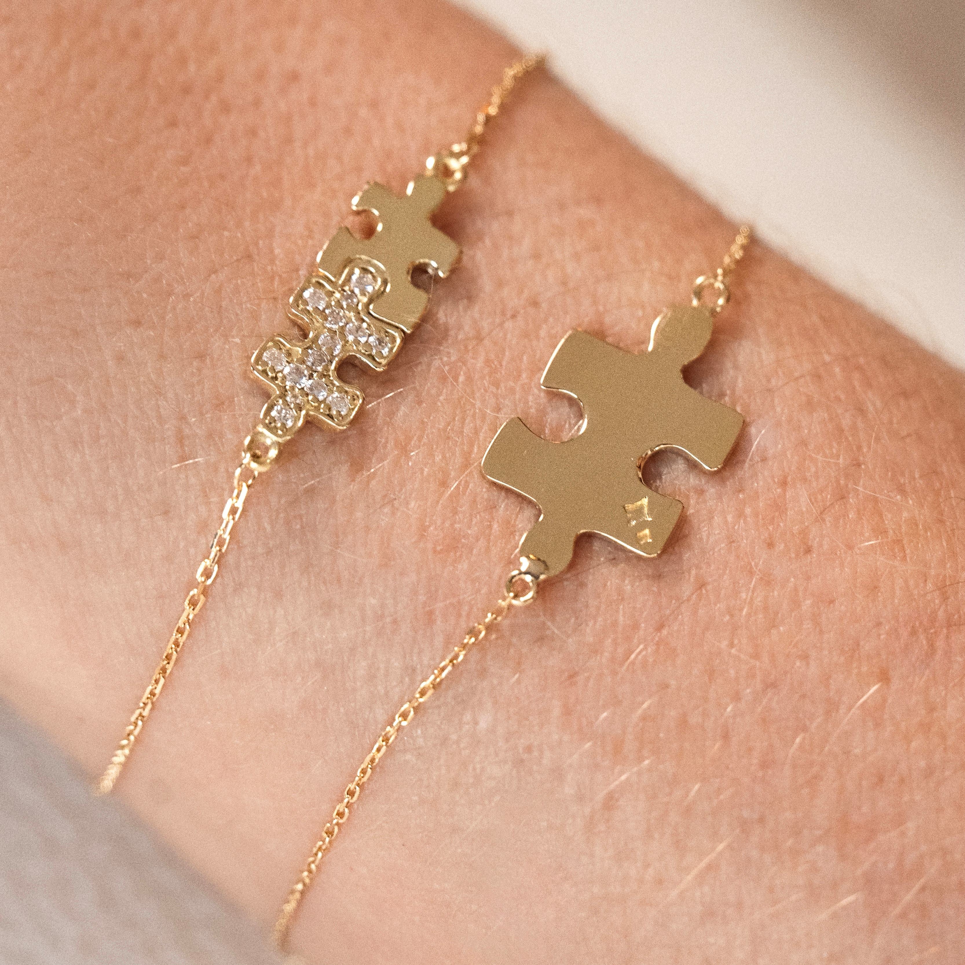 Pulseira Puzzle Com Diamantes em Ouro Amarelo