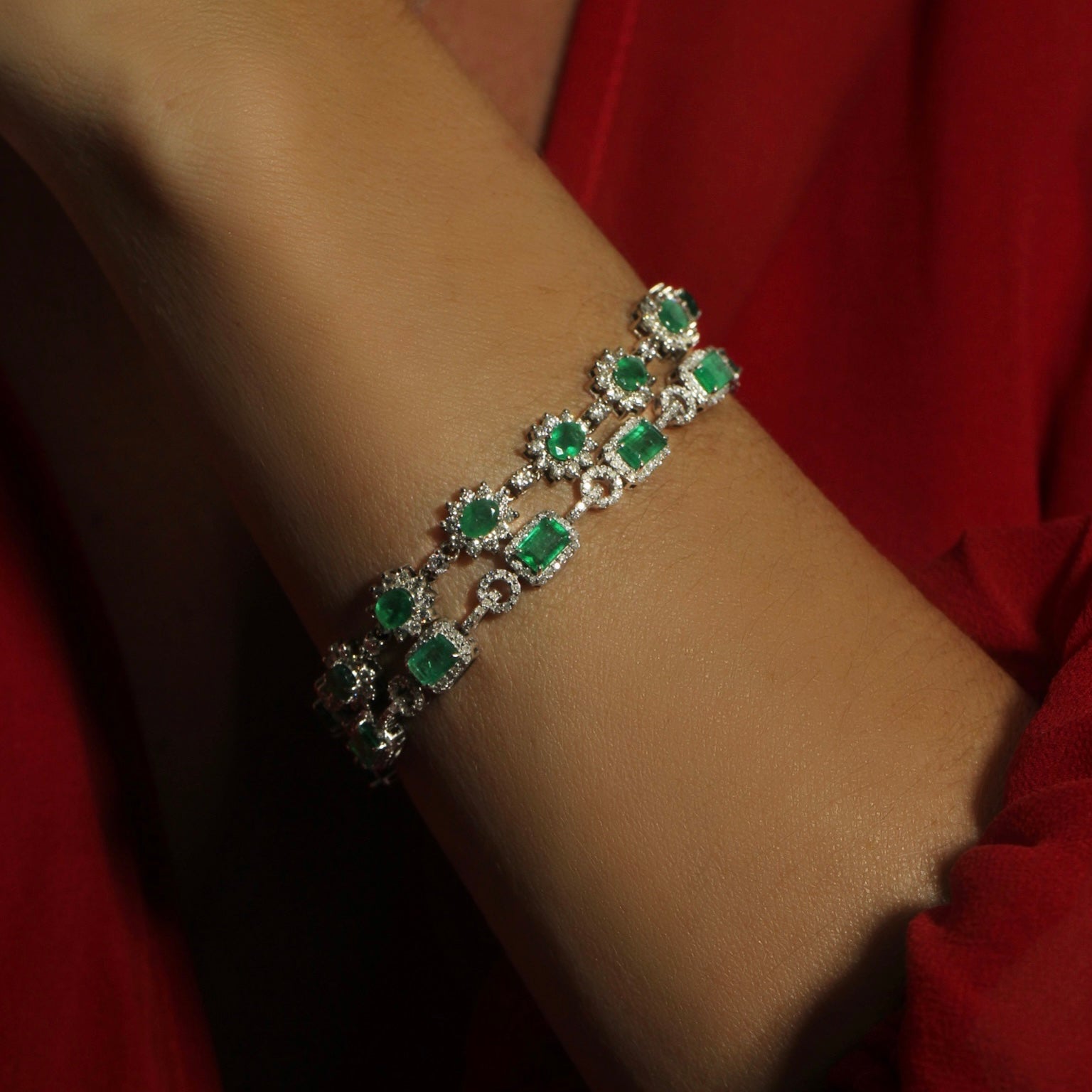 Pulseira Riviera Esmeralda Oval Diamantes