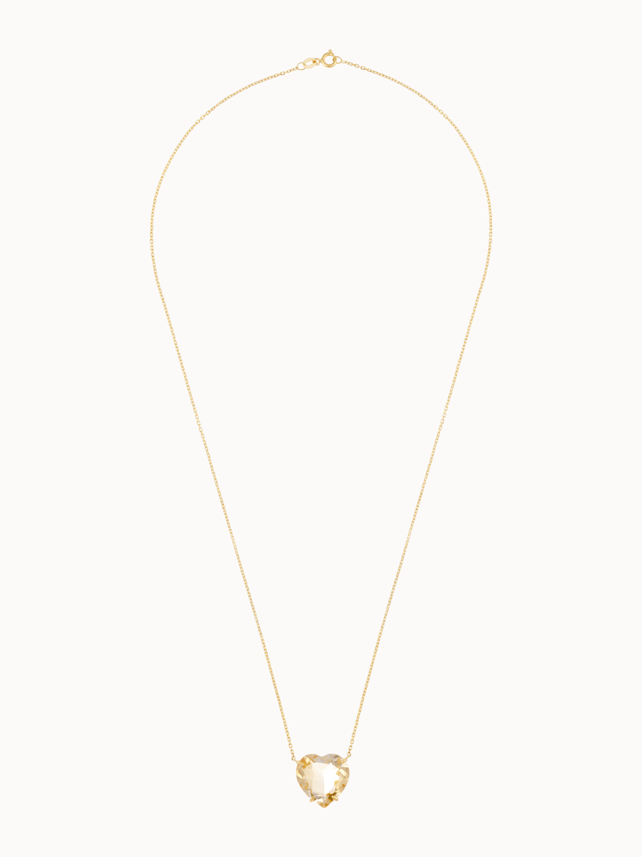 Colar Citrino Lapidação coração