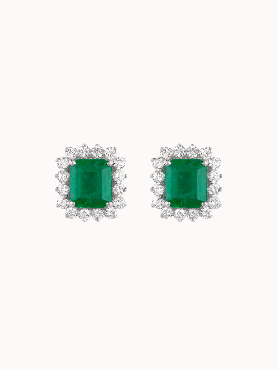 Brinco Esmeralda lapidacao Emerald coroado de Diamantes