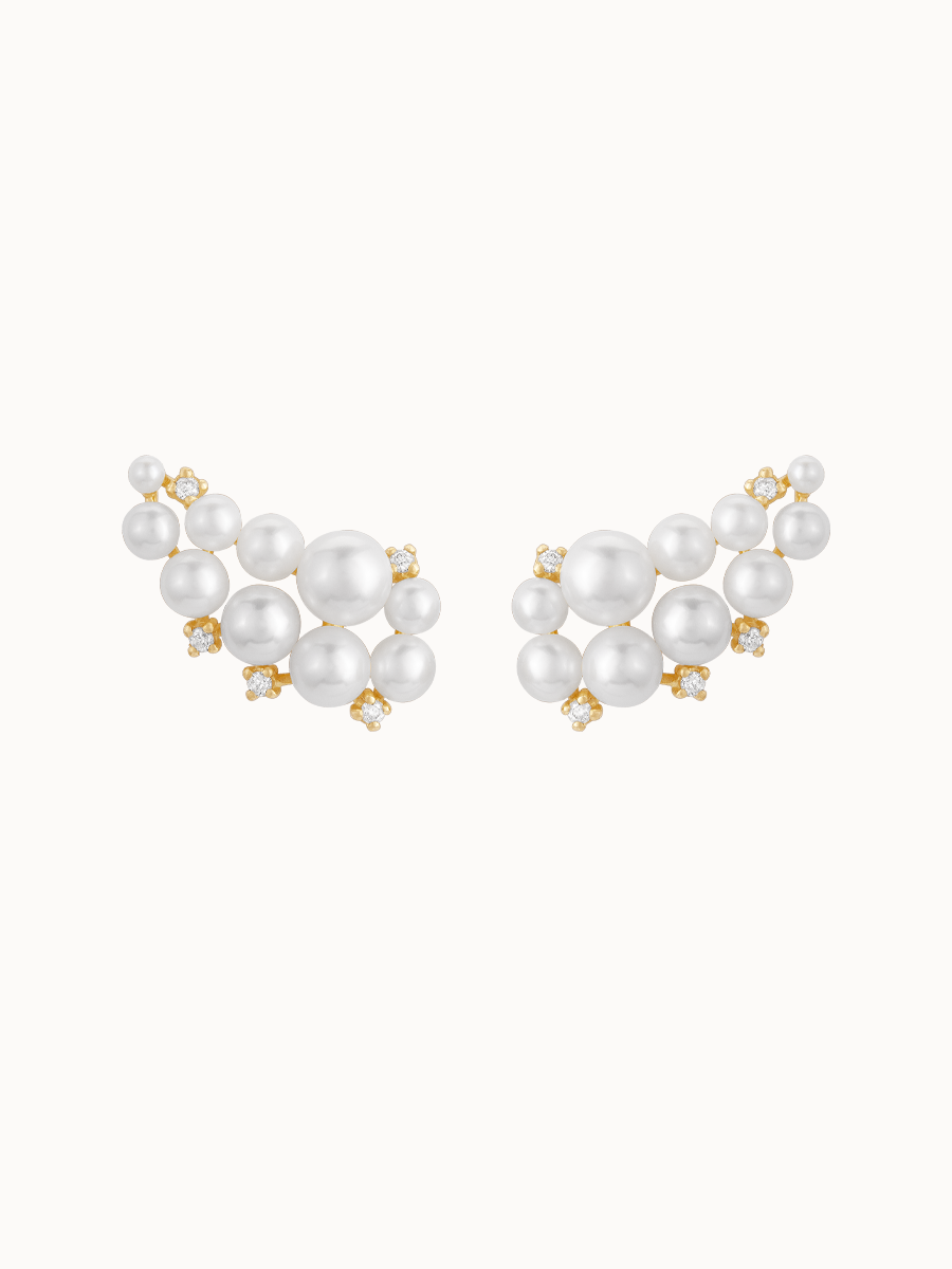 Earcuff Pérolas e Diamantes