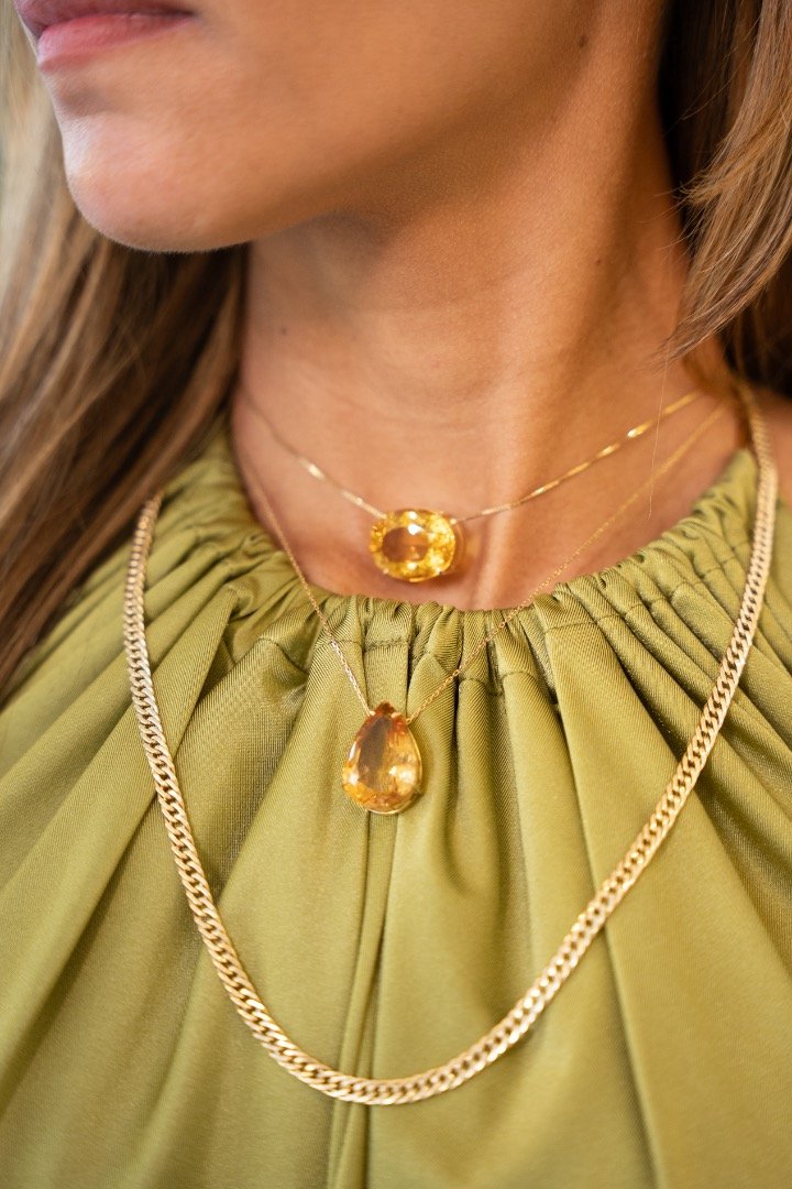 Colar Citrino Gota G