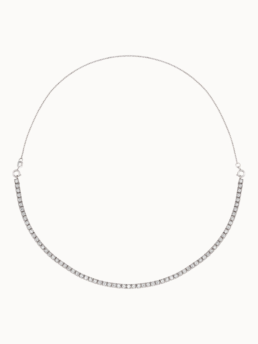 Colar Meia Riviera 3 pontos em Ouro Branco