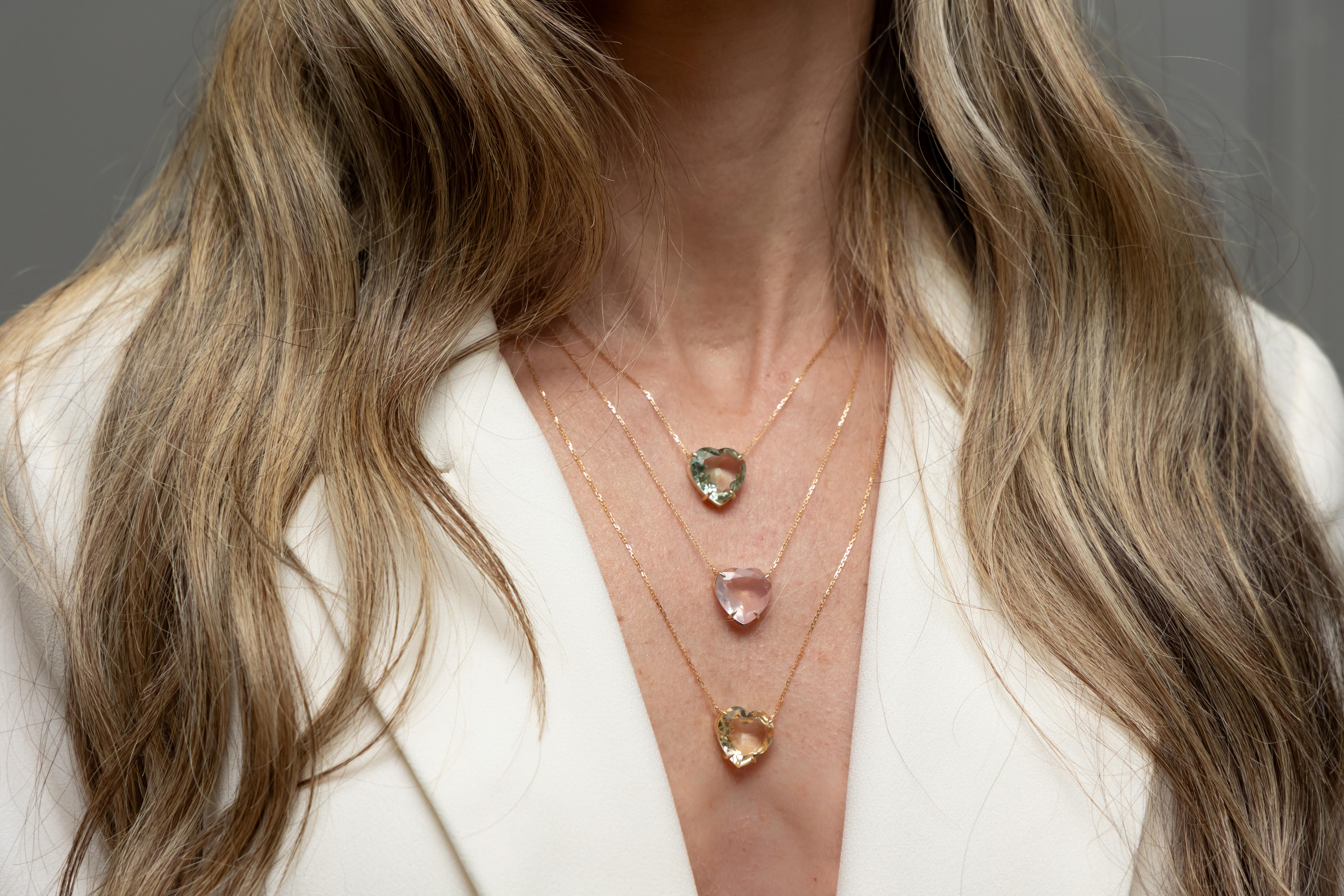 Colar Citrino Lapidação coração