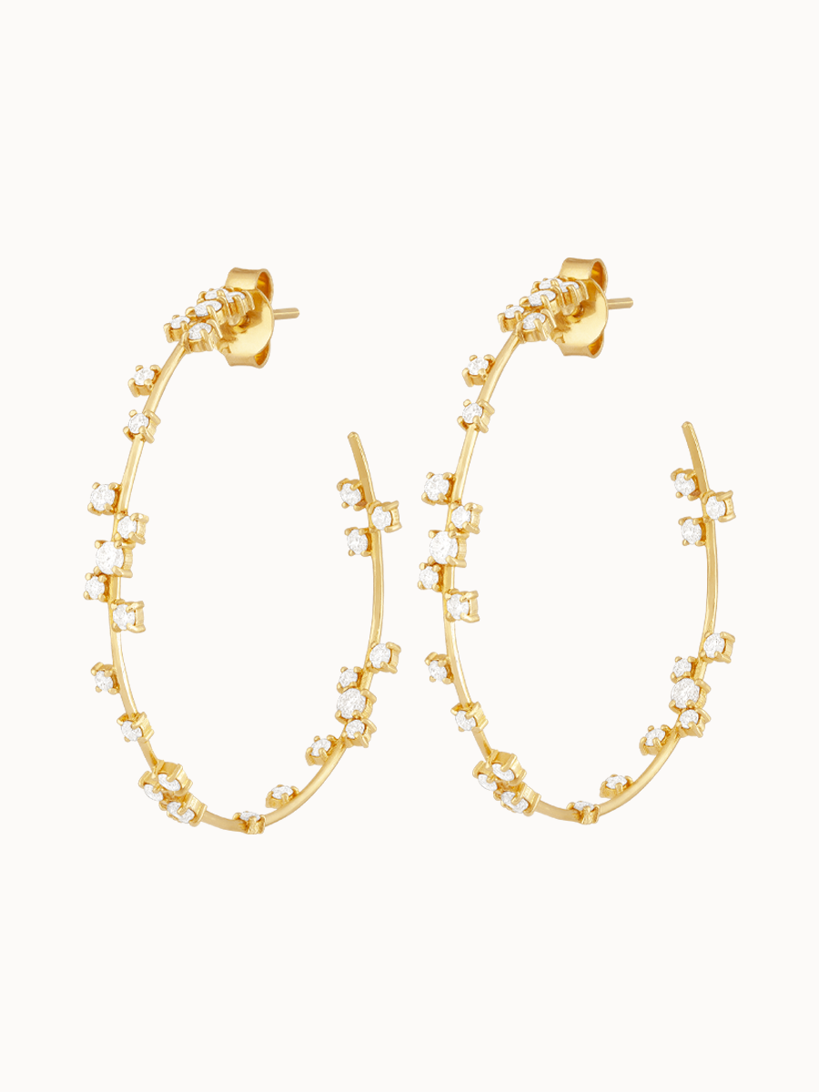 Brinco Argola com Diamantes Salteados