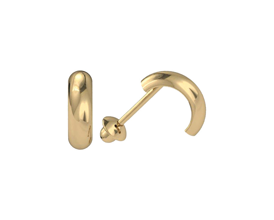 Brinco Meia Argola Lisa Ouro Amarelo