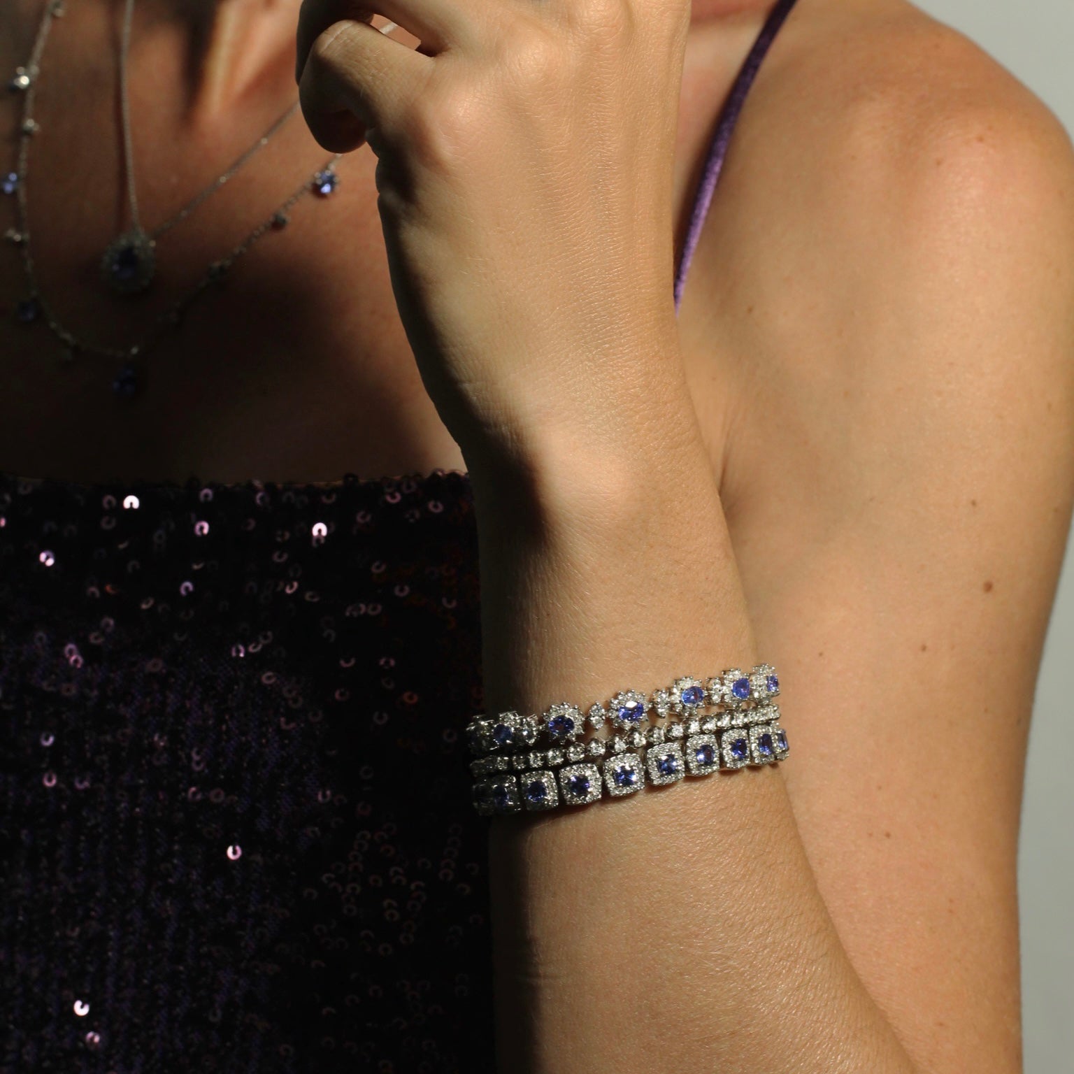 Pulseira Riviera Tanzanita Oval Diamantes