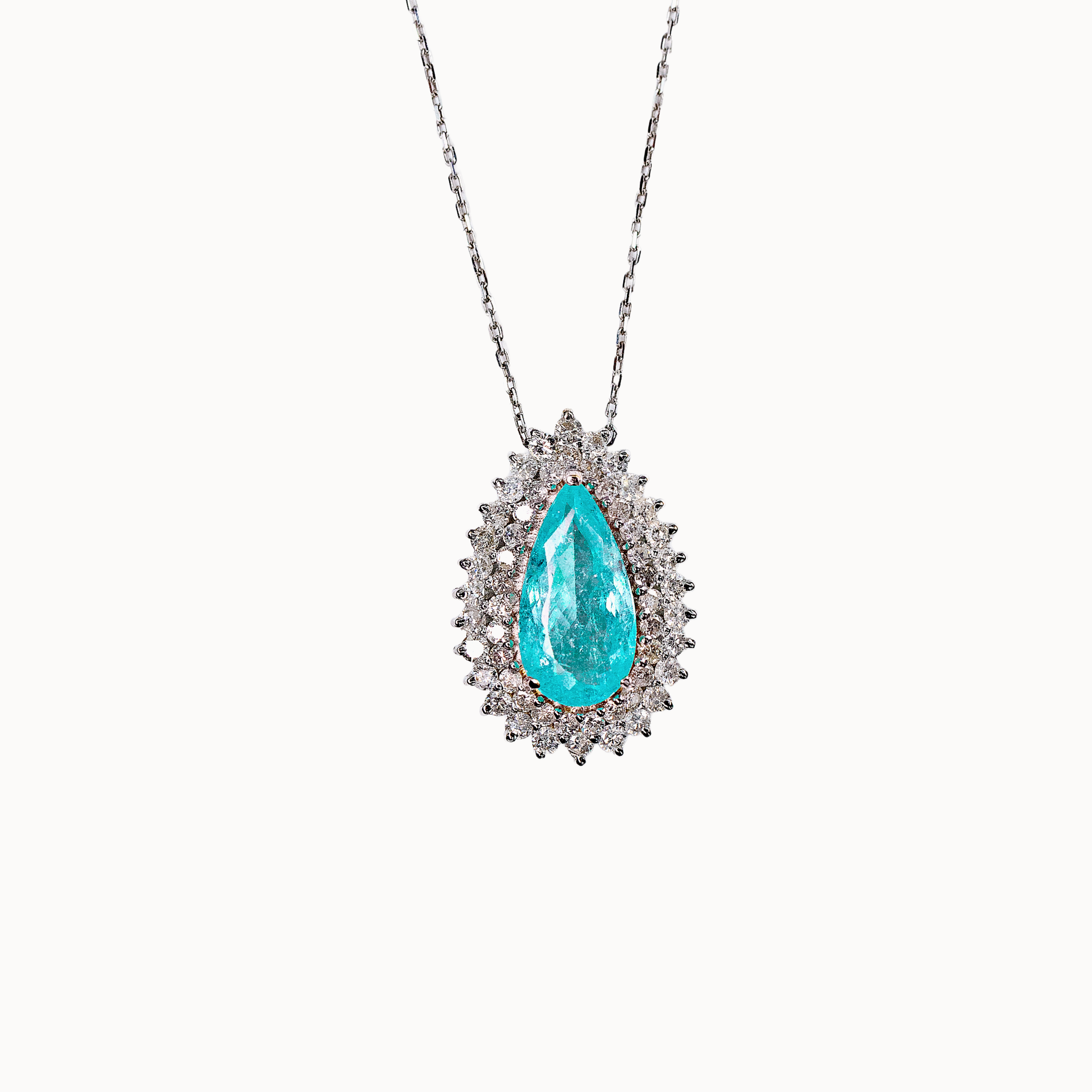 Colar  Turmalina Paraíba Gota Coroado de Diamantes