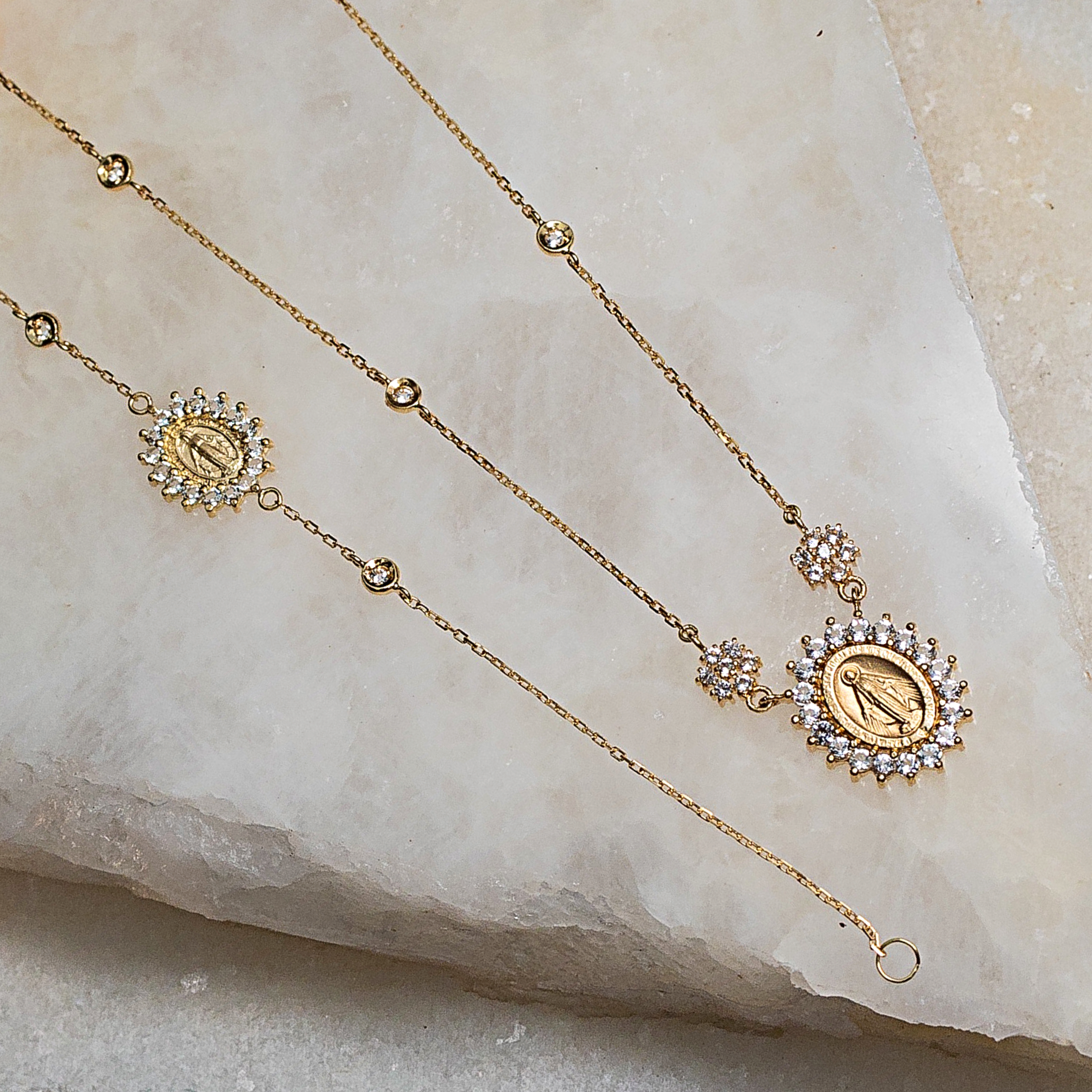 Pulseira Infantil Nossa Senhora das Graças com Topázio Branco