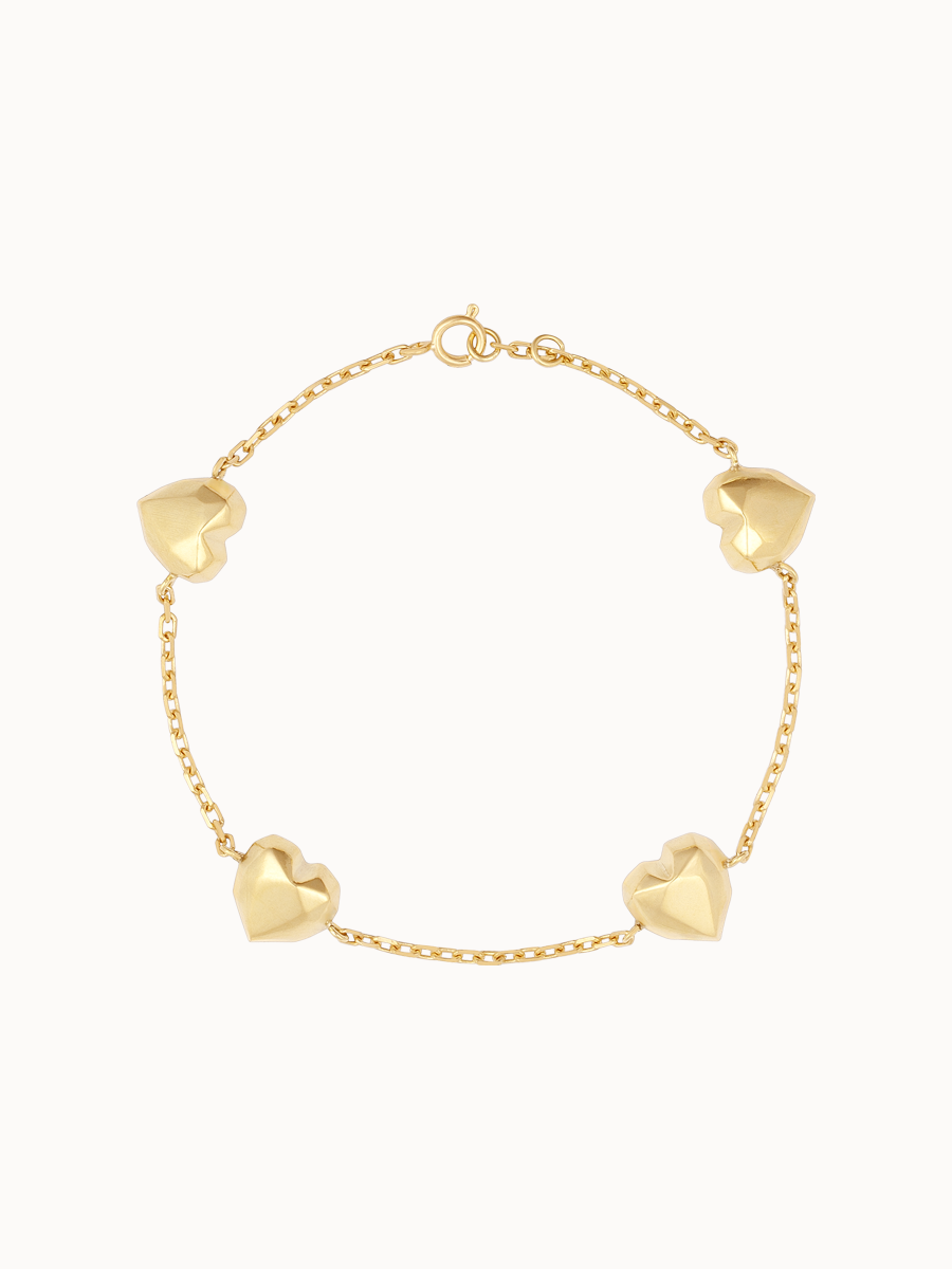 Pulseira Quatro Corações Inteiros Coleção Lapidar M