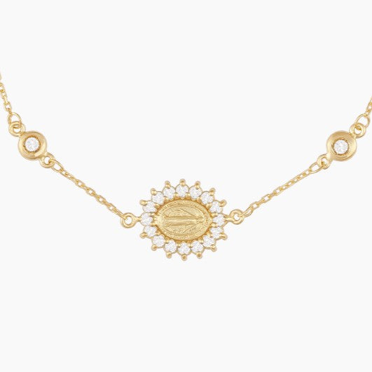 Pulseira Infantil Nossa Senhora das Graças com Topázio Branco