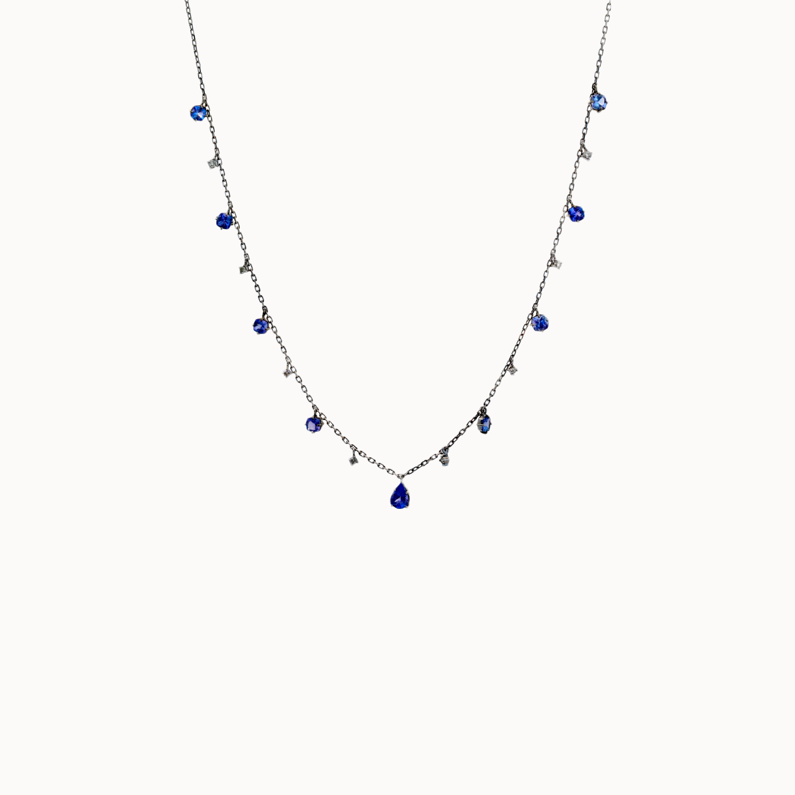 Colar Tanzanita e Diamantes Penduricalhos