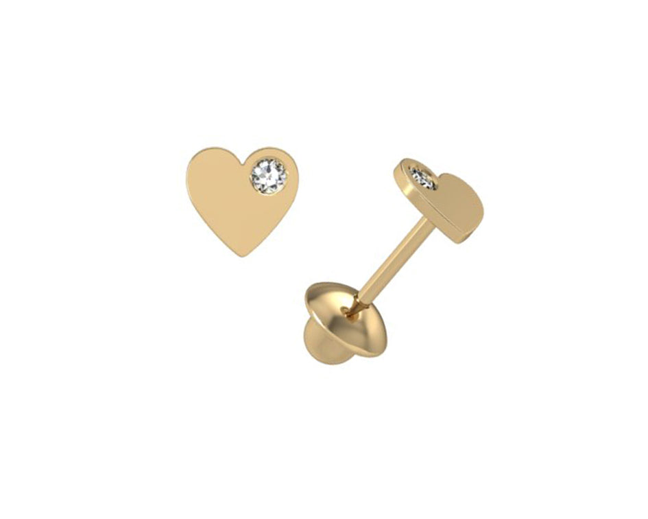 Brinco Coração com Diamante - unidade