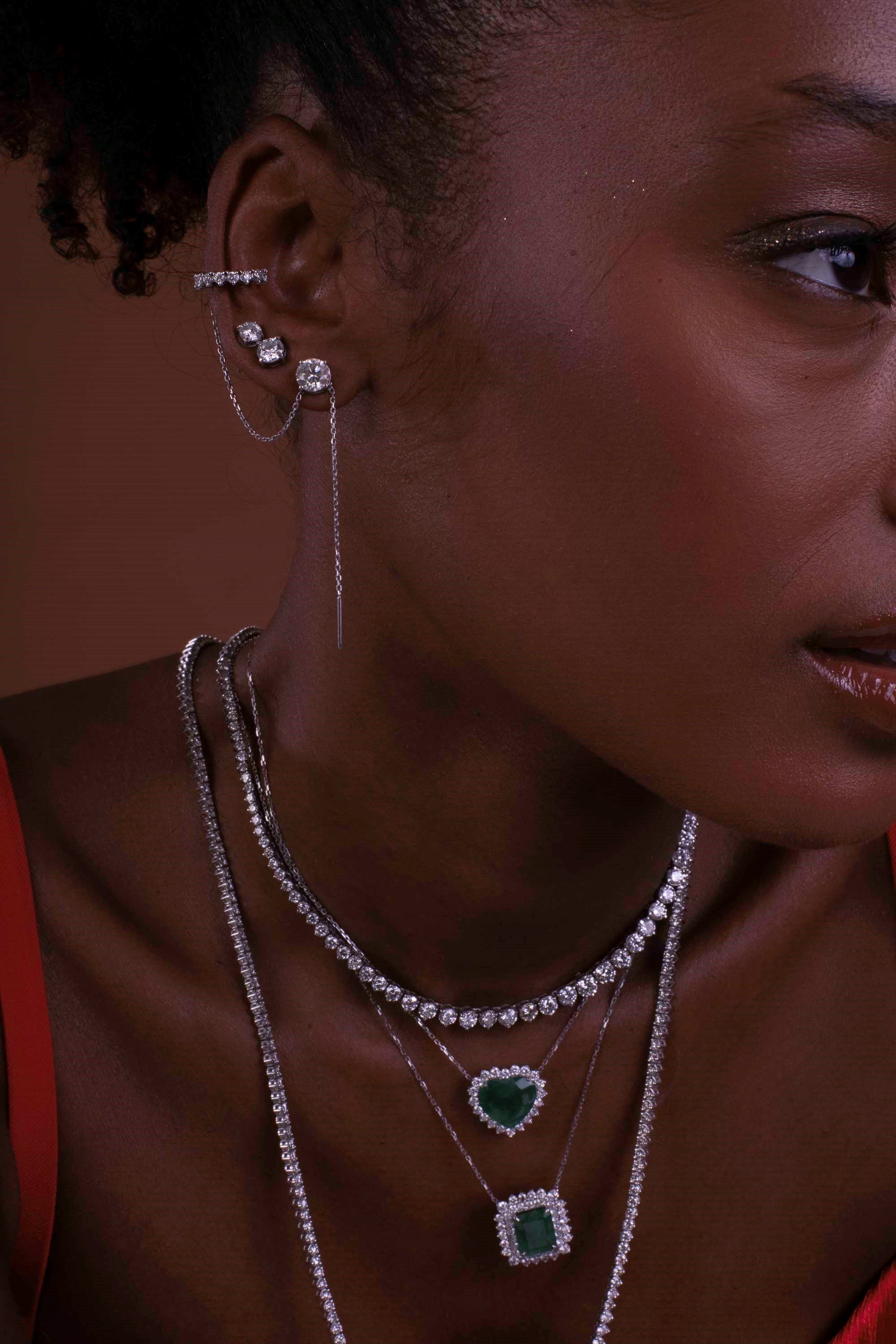 Piercing Diamond Chain Ouro Branco