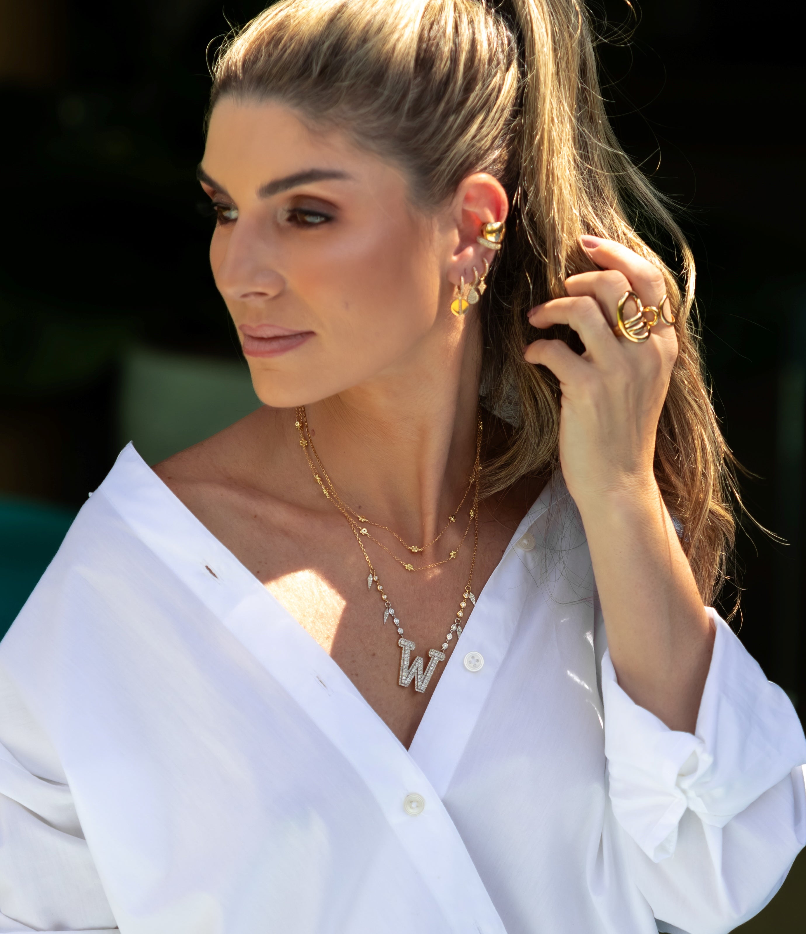 Colar Flores com Diamantes