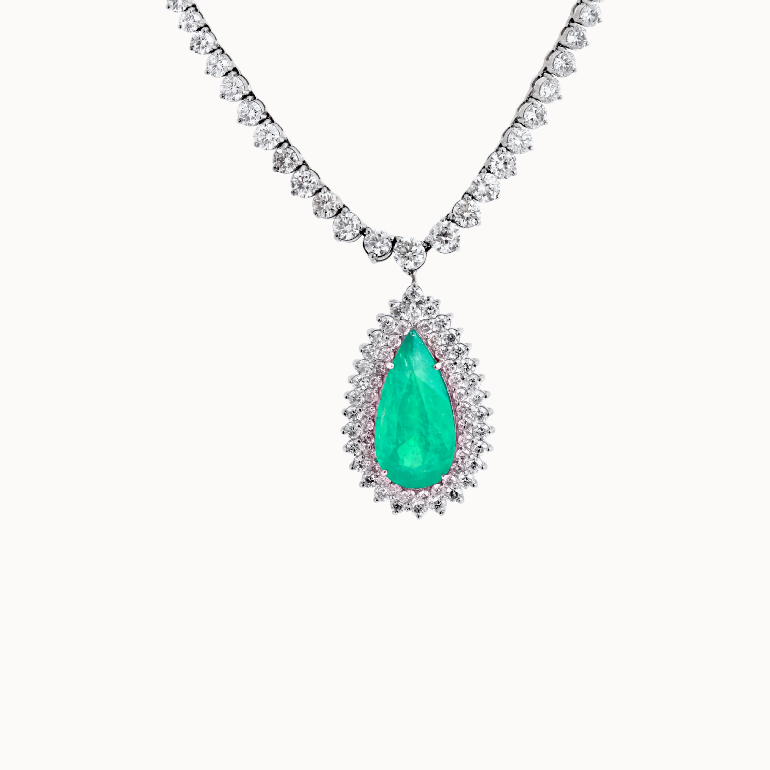 Pingente Esmeralda Gota Coroada de Diamantes