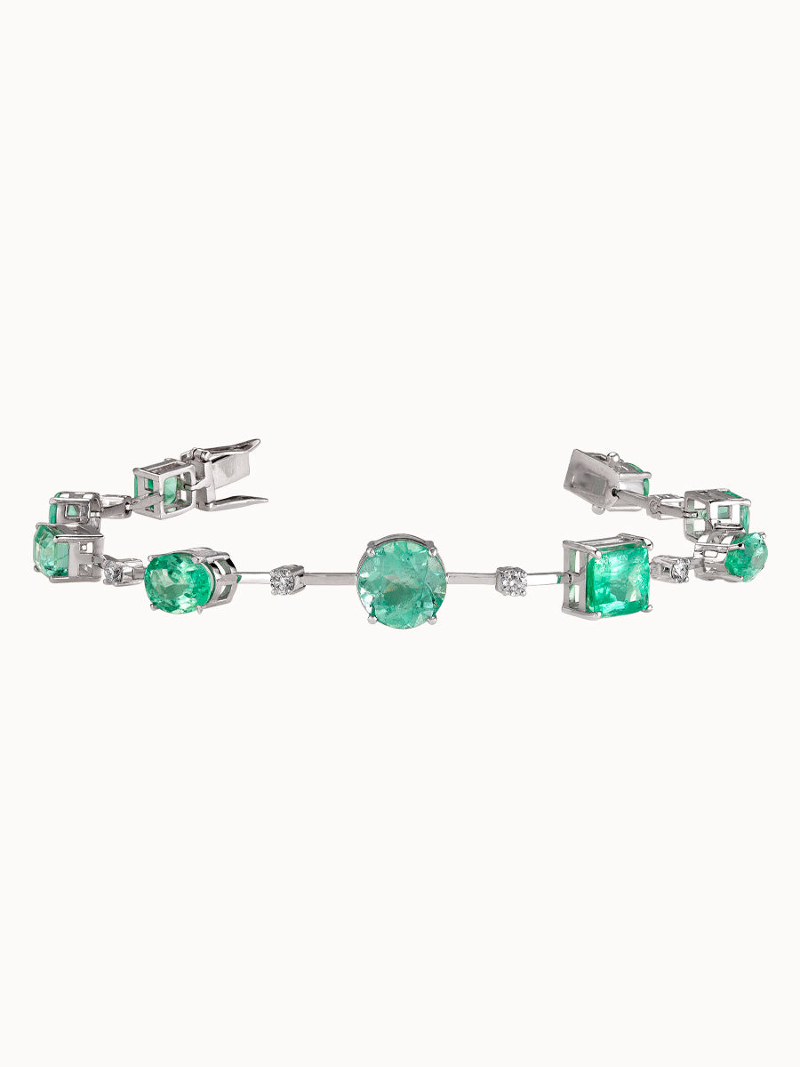 Pulseira Riviera Fio Faca com Esmeralda Colombiana e Diamantes